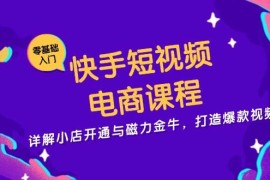 2024最新（13250期）快手短视频电商课程，详解小店开通与磁力金牛，打造爆款视频11-07中创网