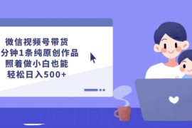 每天（12218期）微信视频号带货，5分钟1条纯原创作品，照着做小白也能轻松日入500+便宜08月19日中创网VIP项目