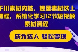 简单项目千川素材内核，爆量素材线上课程，系统化学习12节短视频素材课程便宜07月11日冒泡网VIP项目