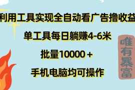 赚钱项目（11630期）利用工具实现全自动看广告撸收益，单工具每日躺赚4-6米，批量10000＋&#8230;便宜07月16日中创网VIP项目