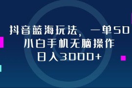 简单项目（12807期）抖音蓝海玩法，一单50，小白手机无脑操作，日入3000+10-01