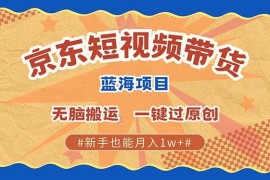 2024最新（13349期）最新京东短视频蓝海带货项目，无需剪辑无脑搬运，一键过原创，有手就能&#8230;11-16中创网