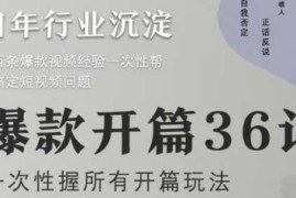 爆款开篇36计2.0，爆款短视频，一次性掌握所有开篇玩法