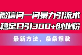 创业项目（11486期）微信问一问暴力引流术，稳定日引300+创业粉，最新方法，条条爆款便宜07月07日中创网VIP项目