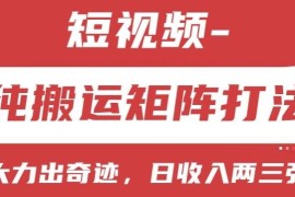 短视频分成计划，纯搬运矩阵打法，大力出奇迹，小白无脑上手，日收入两三张【揭秘】，06月26日冒泡网VIP项目