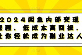 每日2024闲鱼内部变现课程，低成本高回报，让你轻松成为副业达人11-13冒泡网