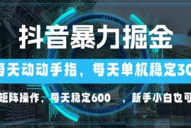 最新项目（13013期）抖音暴力掘金，动动手指就可以，单机30+，可矩阵操作，每天稳定600+，&#8230;10-18中创网