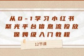 小红书聚光平台信息流投放，从0-1学习保姆级入门教程联盟抖音号运营