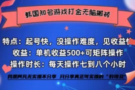 创业项目（12852期）韩国知名游戏打金无脑搬砖单机收益500+10-06中创网