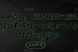 简单项目个人IP真人出镜短视频实操课，从0到1系统性学习做有个人ip属性的带货账号08-16冒泡网