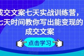 2024最新成交文案七天实战训练营，七天时间教你写出能变现的成交文案便宜07月09日冒泡网VIP项目