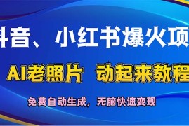 2024最新（12065期）抖音、小红书爆火项目：AI老照片动起来教程，免费自动生成，无脑快速变&#8230;便宜08月09日中创网VIP项目