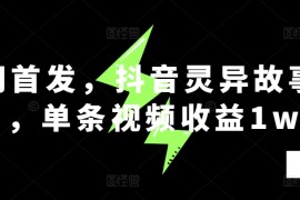 创业项目全网首发，抖音灵异故事项目，单条视频收益1w+11-13冒泡网