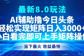 创业项目（12875期）今日头条最新8.0玩法，轻松矩阵日入3000+10-08中创网