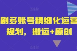 2024最新短剧多账号精细化运营和规划，搬运+原创08-16冒泡网