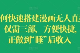 创业项目如何快速搭建漫画无人直播间，仅需三部，方便快捷，真正做到“睡”后收入【揭秘】便宜07月14日冒泡网VIP项目