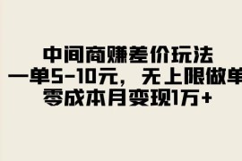 （11280期）中间商赚差价玩法，一单5-10元，无上限做单，零成本月变现1万+，06月26日中创网VIP项目