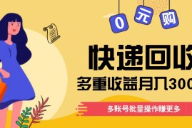 每日快递回收多重收益玩法，多账号批量操作，新手小白也能搬砖月入3000+！便宜07月08日福缘网VIP项目