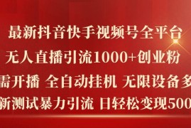 简单项目最新抖音快手视频号全平台无人直播引流1000+精准创业粉，日轻松变现5k+【揭秘】便宜08月04日冒泡网VIP项目