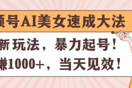 每天（11330期）视频号AI美女速成大法，暴力起号，日赚1000+，当天见效，06月29日中创网VIP项目