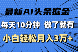 最新项目（11889期）最新AI头条掘金，每天10分钟，做了就有，小白也能月入3万+便宜08月01日中创网VIP项目