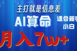 很火创业项目项目，2024年蓝海项目AI算命，适合新手，月入7w