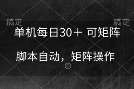 很火热门给力项目项目，单机每日30＋ 可矩阵，脚本自动 稳定躺赚