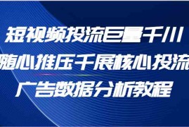 最新项目短视频投流巨量千川随心推压千展核心投流广告数据分析教程（65节）便宜07月19日福缘网VIP项目