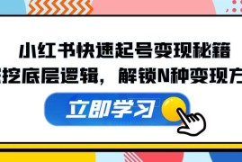 每天（12896期）小红书快速起号变现秘籍：深挖底层逻辑，解锁N种变现方式10-09