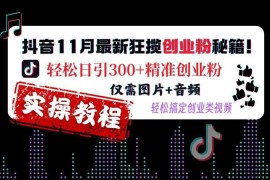 实战抖音11月最新狂揽创业粉秘籍，轻松日引300+精准创业粉，仅需图片+音频，轻松搞定创业类视频11-12冒泡网