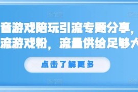 每日抖音游戏陪玩引流专题分享，引流游戏粉，流量供给足够大便宜08月19日冒泡网VIP项目