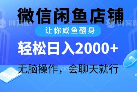 热门热门给力项目项目，2024微信闲鱼店铺，让你咸鱼翻身，轻松日入2000+，无脑操作，会聊天就行