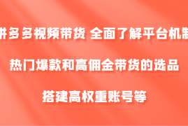 2024最新拼多多视频带货全面了解平台机制、热门爆款和高佣金带货的选品，搭建高权重账号等08-31福缘网