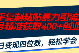 实战（11674期）知乎复制粘贴暴力引流术，单号精准获取400+创业粉，日变现四位数，轻松&#8230;便宜07月18日中创网VIP项目