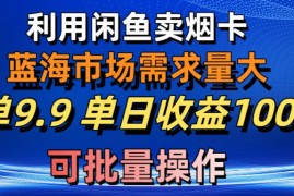 实战无货源项目，利用咸鱼卖烟卡，蓝海市场需求量大，一单9.9单日收益1000+，可批量操作