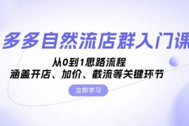 实战（13279期）多多自然流店群入门课，从0到1思路流程，涵盖开店、加价、截流等关键环节11-10中创网