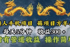 最新项目（11600期）懒人手机项目，每天5分钟，每天收益300+，多种方式可扩大收益！便宜07月13日中创网VIP项目