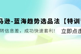 热门项目（11591期）亚马逊-蓝海趋势选品法【特训营】：玩转信息差，成功快速套利!便宜07月13日中创网VIP项目