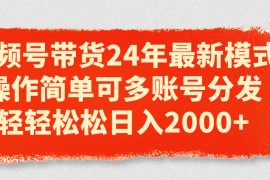 （11281期）视频号带货24年最新模式，操作简单可多账号分发，轻轻松松日入2000+，06月26日中创网VIP项目