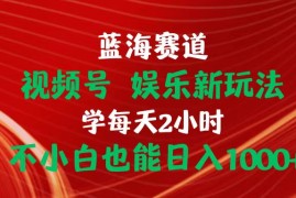 实操短视频运营项目，蓝海赛道视频号 娱乐新玩法每天2小时小白也能日入1000+