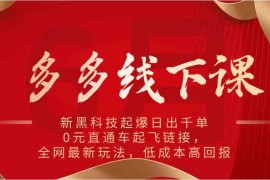 多多线下课：新黑科技起爆日出千单，0元直通车起飞链接，全网最新玩法，低成本高回报，06月25日福缘网VIP项目