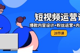 2024最新0基础学习短视频运营全套实战课，爆款内容设计+粉丝运营+内容变现(28节)便宜07月09日福缘网VIP项目