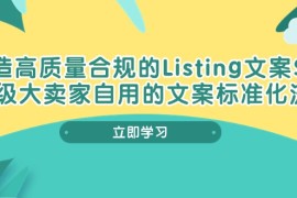 2024跨境电商项目，打造高质量合规Listing文案SOP，亿级大卖家自用的文案标准化流程