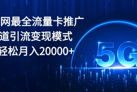 最新热门给力项目项目，2024全网最全流量卡推广多渠道引流变现模式，小白轻松月入20000+