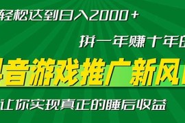 每日（13331期）新风口抖音游戏推广—拼一年赚十年的钱，小白每天一小时轻松日入2000＋11-14中创网