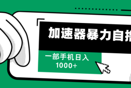 赚钱项目（12104期）加速器暴力自撸，一部手机轻松日入1000+便宜08月12日中创网VIP项目