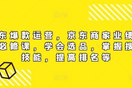 实战京东爆款运营，京东商家业绩增长必修课（无水印版），学会选品，掌握搜索技能，提高排名等08-24冒泡网