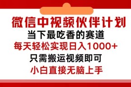 最新项目（12017期）微信中视频伙伴计划，仅靠搬运就能轻松实现日入500+，关键操作还简单，&#8230;便宜08月06日中创网VIP项目