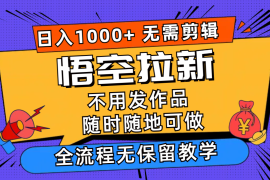 每天（12182期）悟空拉新日入1000+无需剪辑当天上手，一部手机随时随地可做，全流程无&#8230;08-16中创网