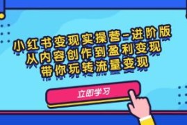 小红书变现实操营-进阶版，从内容创作到盈利变现连抖音号运营